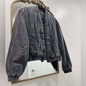 Free People Gray Bomber Jacket